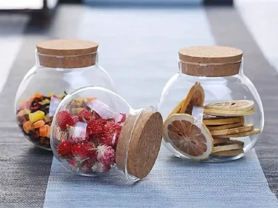 Small Clear Glass Containers H-11cm W-9.5cm